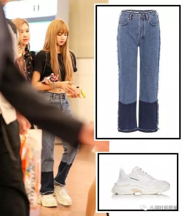BLACKPINK Lisa 拼接牛仔裤搭配老爹鞋现身机场秀小蛮腰！