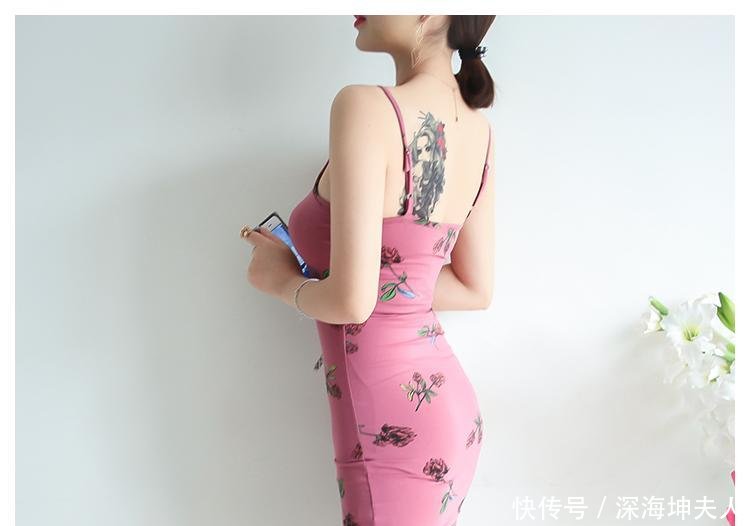 【碎花】粉色吊带碎花裙, 整体衬人肤白如雪恬淡甜美