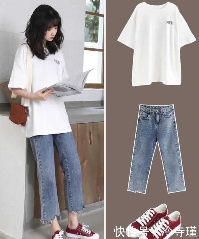 『T恤』好穿又简约的学生党穿搭,清新减龄有活力,打造可盐可甜青春少女