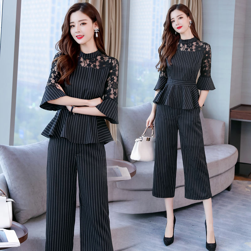 身高150的8090后女孩，9月穿阔腿裤套装，洋气还显腿长