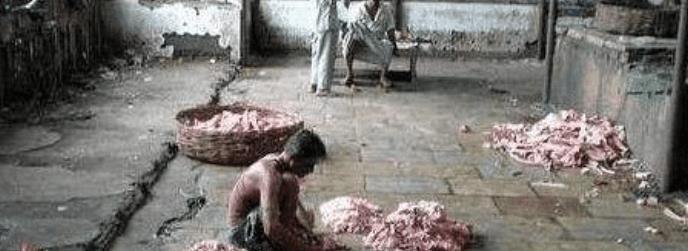 在印度买肉, 当地人会直接踩在肉上面挑肉, 中国人表示接受不了!