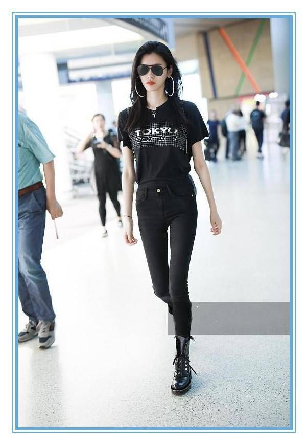 看了娄艺潇紧身裤，再看看奚梦瑶，超模腿和明星腿的差距一目了然