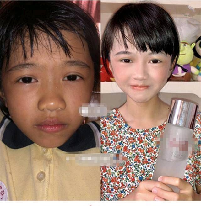  『化妆』10岁女孩爱化妆，用神仙水抗衰老，网友：10年后什么抗衰老？