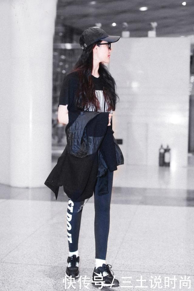 刘亦菲瘦了真敢穿，下身只穿健美裤，看完未修图想问宋承宪咋想的