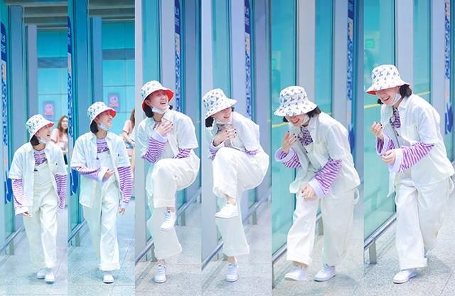 李子璇清爽造型现身机场，没想到开启了101美少女的初恋裤新潮流