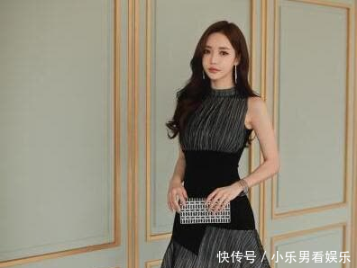  [美女]美女穿搭：孙允珠，零落雨雾错位花纹雪纺束腰裙