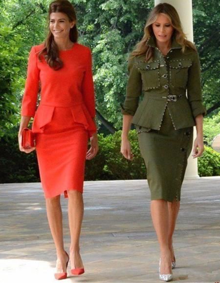 第一夫人穿紧身裙:梅拉尼娅玲珑有致，约旦王后不做模特真可惜!