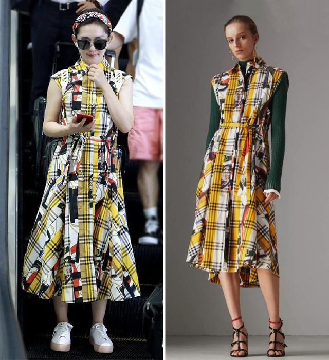 谢娜穿九千六的印花裙现身机场，没想到却把大牌穿出了乡土气