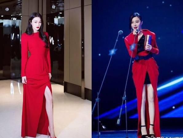 张馨予开衩红裙明艳动人，再看范冰冰，只想说一句：李晨好福气