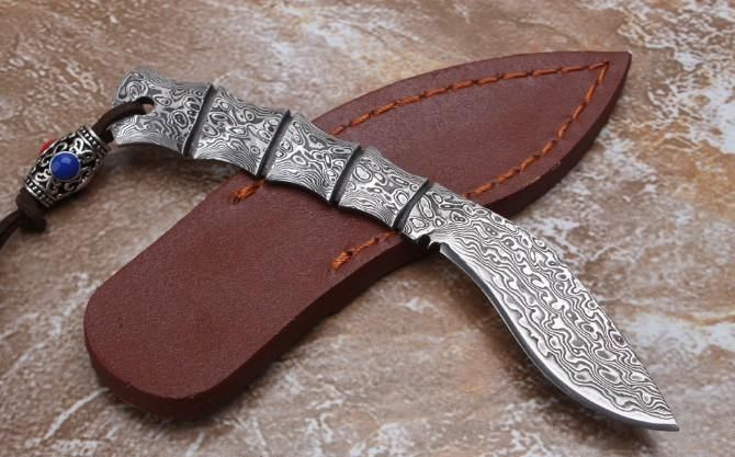 大马士革钢■「鉴赏」大马士革一体钢小武士刀