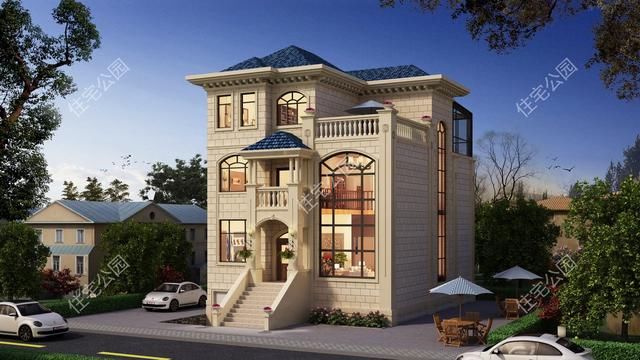  占地尺寸|回农村盖别墅，落地窗+挑空客厅就是漂亮，3套图纸倾心