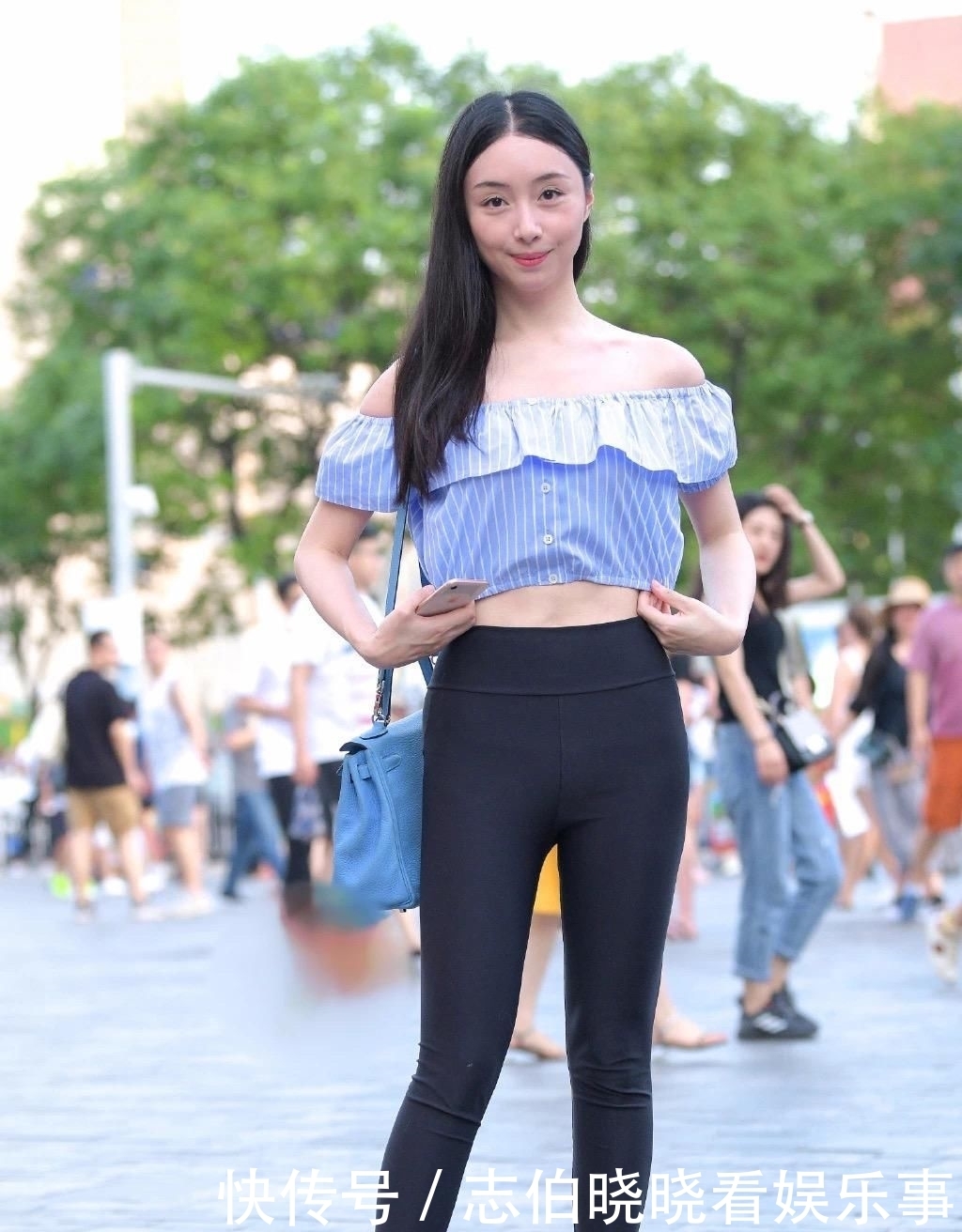 【紧身裤】一字肩搭配紧身裤,老公笑话她说道“比鸭的脖子还长”