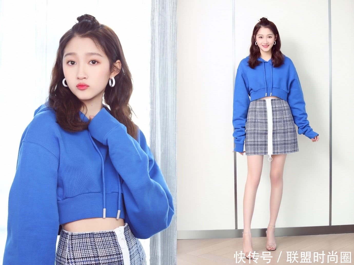 关晓彤真敢穿!短裙中间开叉到裤头,网友:鹿晗心得多宽啊?