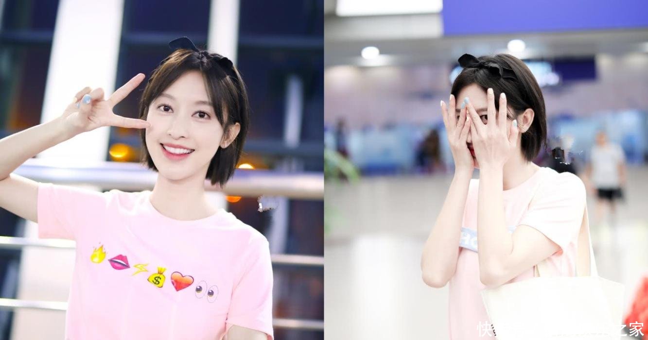 张俪红T配短裙现机场, 气质清新似少女, 怎么看都不像34岁啊!