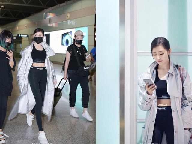 张天爱健身服配雨衣，腿长逆天竟不输奚梦瑶，网友:真没P过?