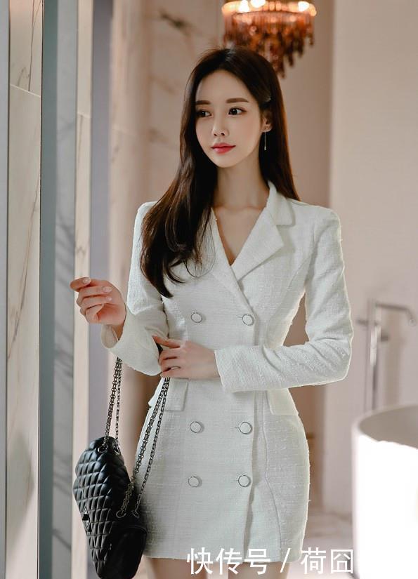 『鉴赏』孙允珠-霜白精致修身西装裙鉴赏