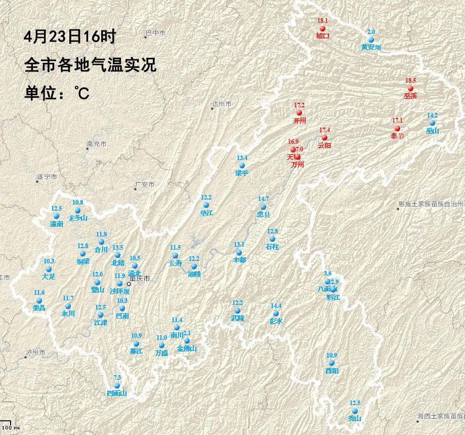  地区气温：重庆阳光越来越好！下周一再冲30℃~~