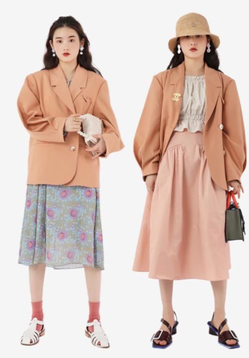 #半身裙#小个子女生的搭配秘籍:“西服外套+短裙”,效果显高又时髦