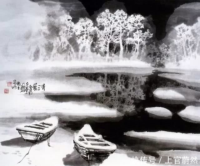 他画的夜色雪景,真美!