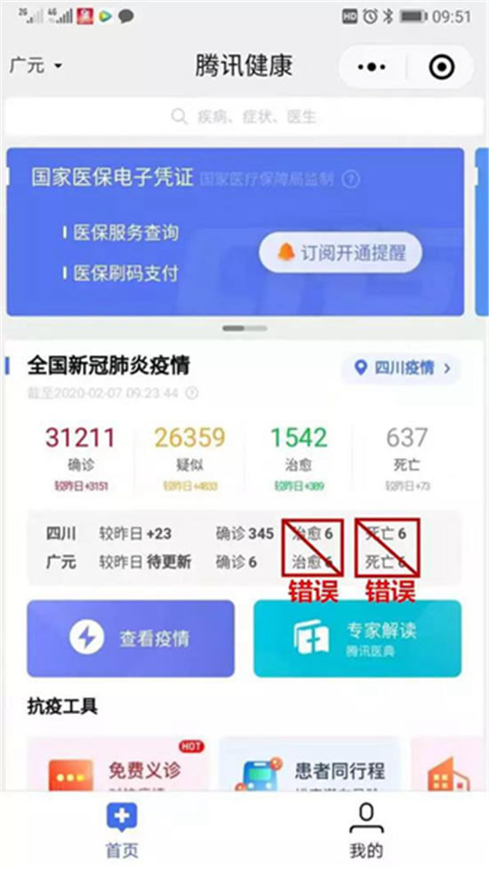  广元市：广元市卫健委：腾讯和微信发布不实疫情信息