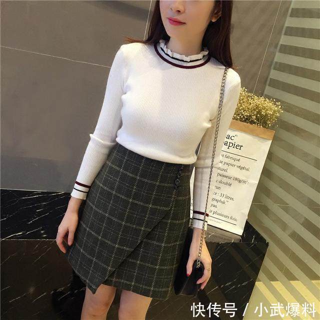 女人再笨也别穿打底裤 试试上衣+半身裙套装