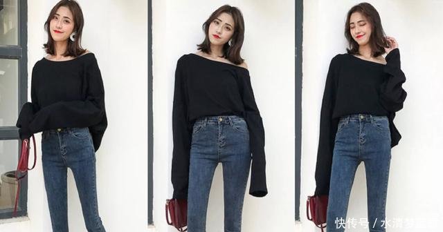 18年流行穿紧身牛仔裤，搭配各种黑色上衣，保证你美爆秋冬！