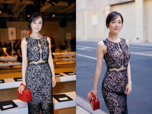 李依晓穿蕾丝裙只能遮住重点,这缝开得真大,网友:一般人穿不来