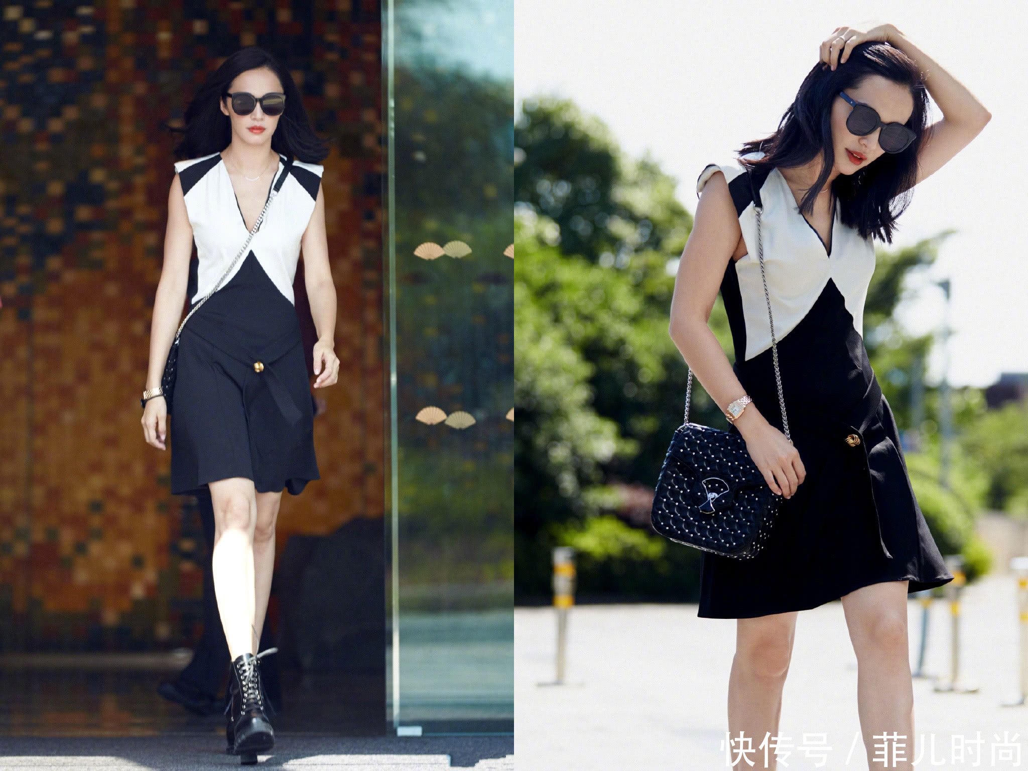 姚晨越来越会穿了！皮裤配衬衫好休闲，网友：大长腿够抢镜！