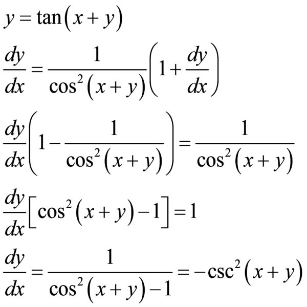 隐函数y=tan的导数怎么求