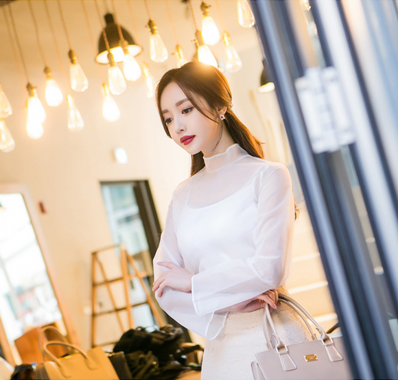 女神孙允珠，雾霭烟缭微薄蚕丝欧根纱雪纺