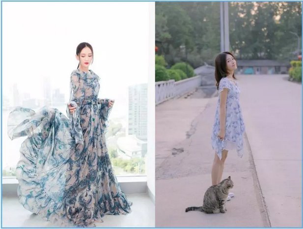 37岁秦岚穿印花裙撞上39岁陈乔恩，网友:女王和村姑差距一目了然