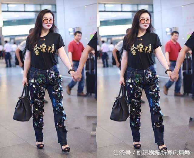 冉莹颖时尚起来拦都不住！鳞片裤太时髦，网友：邹市明hold不住把