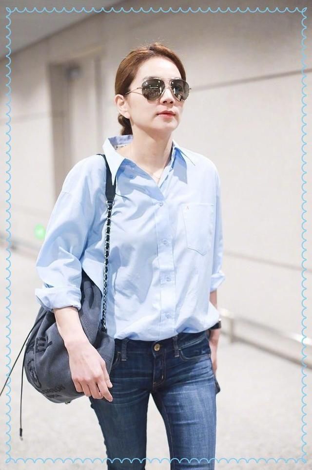 当Ella和张俪同穿蓝色衬衫，才知道假小子和真女人的差距有多大！