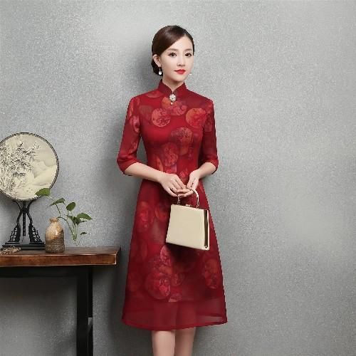 绝美！最爱那一抹红，时尚雪纺旗袍给你不一样的享受！