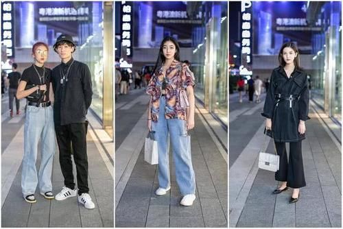 「更具」街拍夜晚潮人穿搭,时尚牛仔裤百搭不厌,黑色系搭配更具神秘优雅
