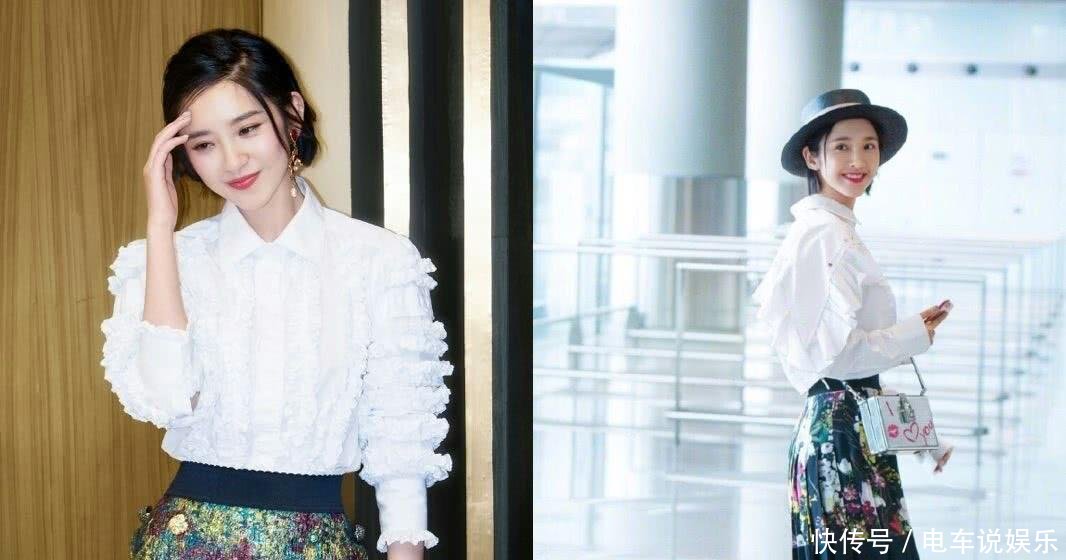 唐艺昕很惊艳了! 绣花衬衫中间开叉到肚脐眼, 网友: 这身材我服了
