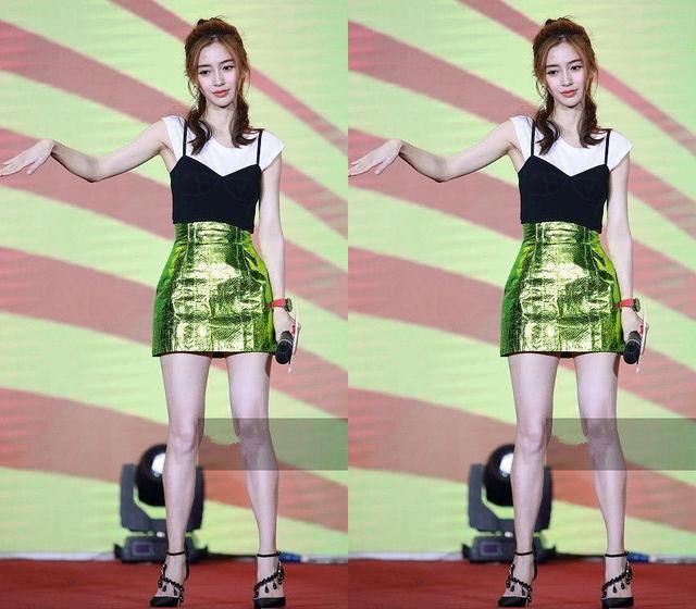 杨颖五五分身材大曝光！比陈赫还尴尬，这条绿色裙子是最大的败笔