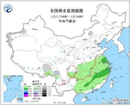 云南贵州等地雨势较强 湖北安徽等地大雪纷飞
