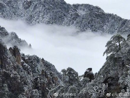 黄山景区现大面积雾凇云海奇观 将游客带入如诗如画幻境中