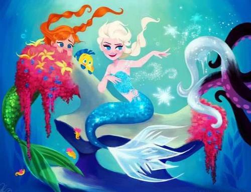 迪士尼公主串了场:艾莎变成人鱼,白雪公主配上野兽,但最后是谁?