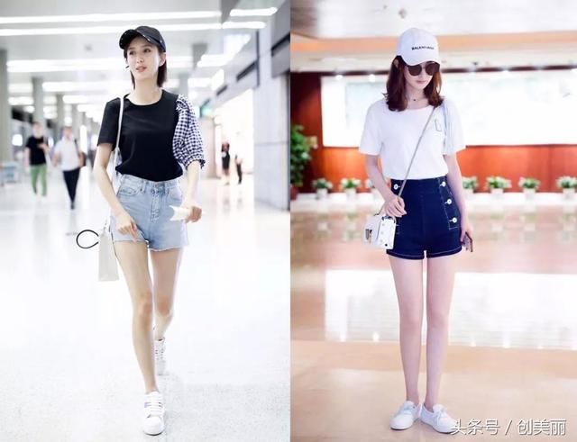 夏天是个露腿的季节,学唐嫣江疏影穿一条牛仔短裤露出逆天大长腿