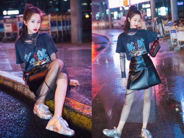 虞书欣真敢穿！连衣裙外穿T恤＋皮裙，网友：不伦不类就服你