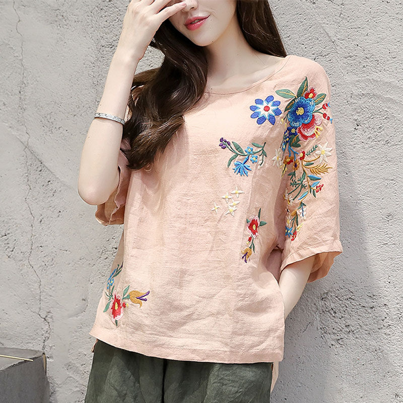 有一种清凉叫:“天然棉麻衫”配萝卜裤穿很舒适，美的独一无二