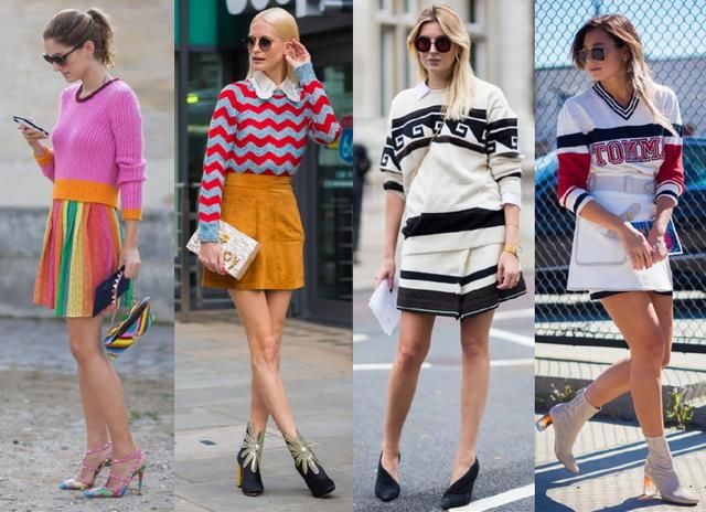 别再愁秋天穿什么啦,毛衣配裙子就很好看,一套美过一套