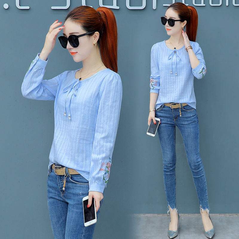 九月上新!显瘦又显白小衫!搭配小脚裤，43岁老婆都穿出美女范