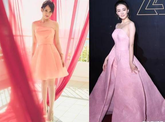 39岁陈乔恩和23岁徐璐同穿粉色抹胸裙，年轻居然败给了冻龄