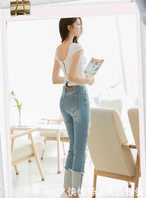 展示:时尚的牛仔裤展示女神的魅力,简约修身设计,非常洋气时髦