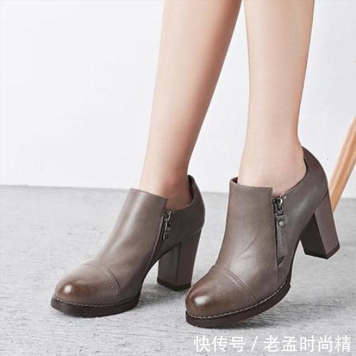 舒适@真皮粗跟皮鞋,上脚增高显瘦,永远的经典