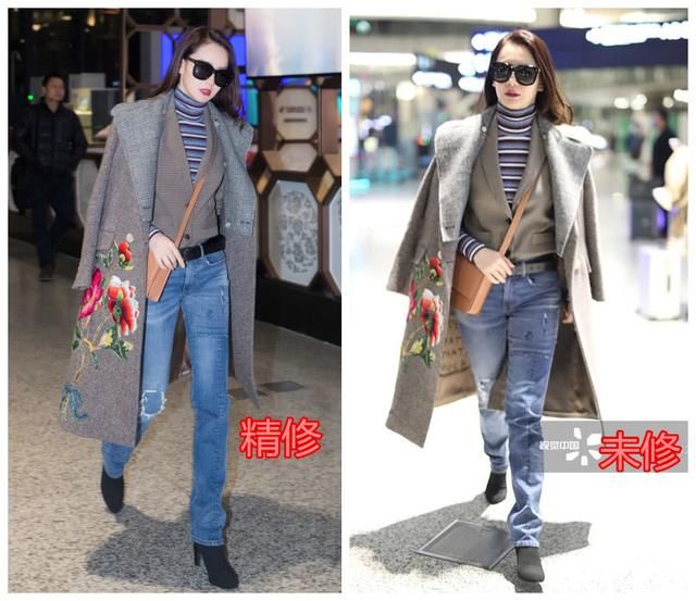 好衣架全靠P，戚薇穿“灯管装”精修图完爆超模，未修一言难尽