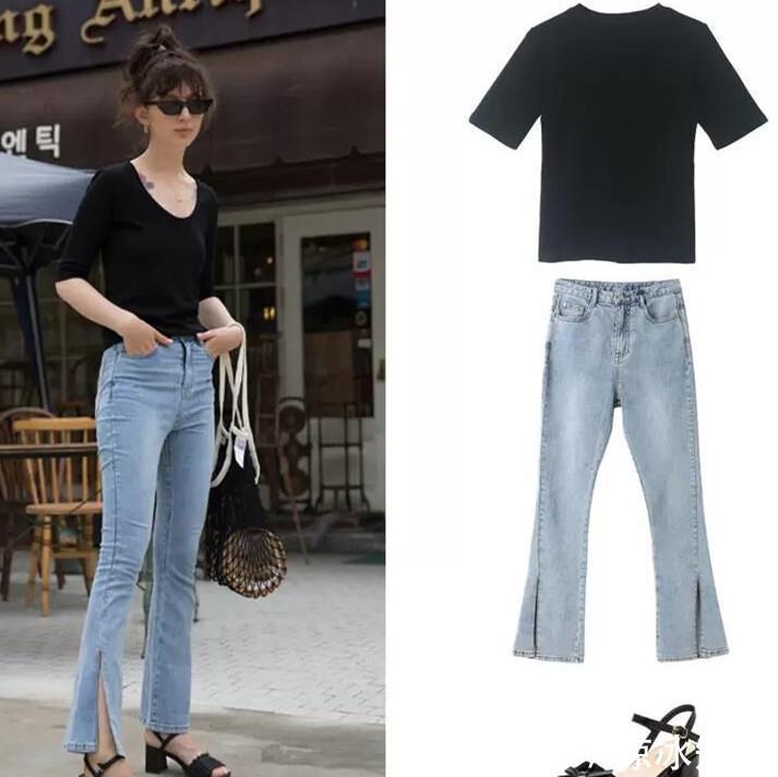  【LOOK】微喇叭牛仔裤穿搭LOOK，修饰好腿型又显瘦，尽显女性个性时髦范儿